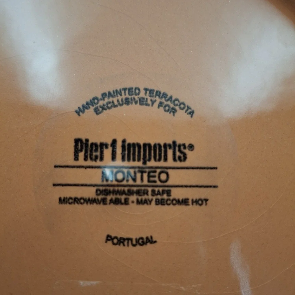 Pier 1‎ Monteo Salad Plate Blue Green Geometric Terracotta 8.5